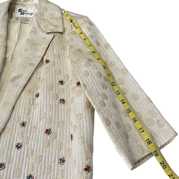 Ann Murray Vintage Dress Jacket Women 12 Golden Ivory Rhinestones Formal - Picture 6 of 13